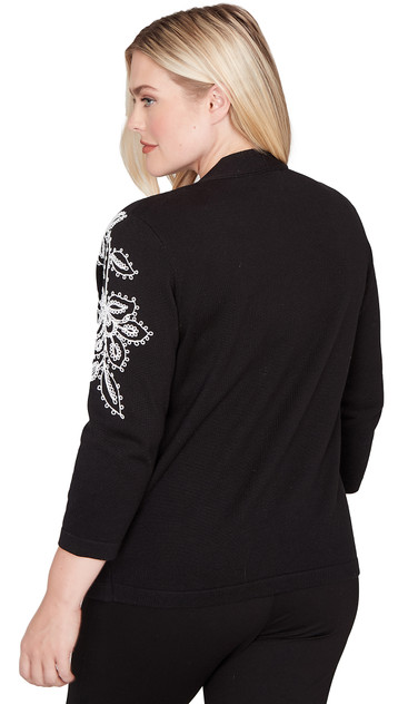 SWEATER *MISSY* BLACK FLRL STCH 2 IN 1