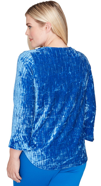 TOP *PETITE* COBALT CRUSHED VELVET
