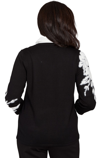 SWEATER *PETITE* BLACK DRAMA FLORAL 2 IN 1