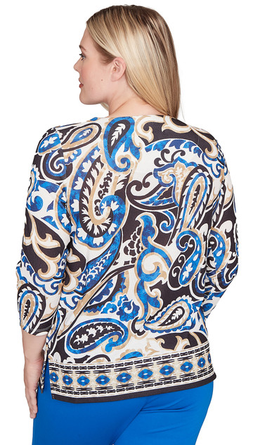 TOP *PLUS* BLACK MULTI PAISLEY BORDER