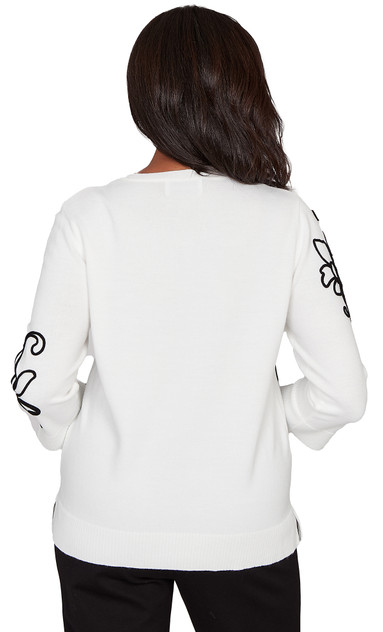 SWEATER *PLUS* IVORY SOUTACHE FLORAL