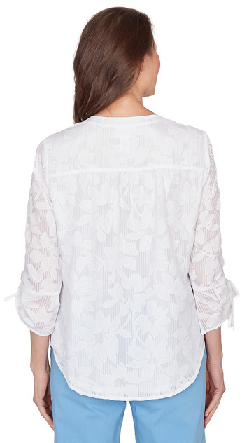 TOP *PLUS* WHITE SOLID BURNOUT FLORAL