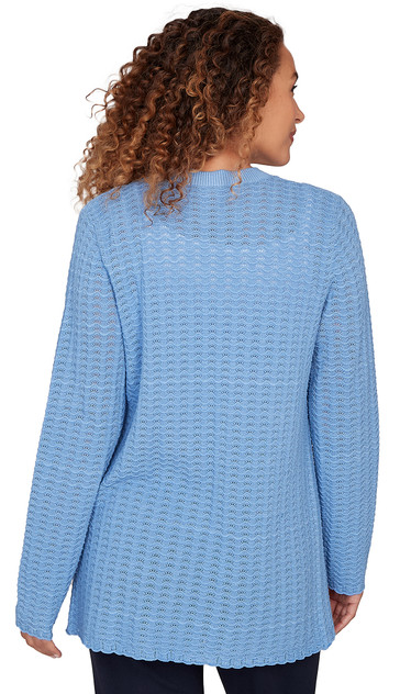 CARDI *PETITE* THISTLE BLUE L/S OPEN POINTELLE