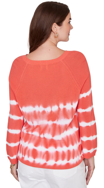 SWEATER *PLUS* DEEP CORAL TIE DYE 3/4 SLV