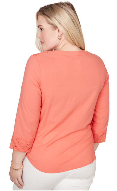 TOP *MISSY* TANGERINE SCROLL LACE TEXTURE