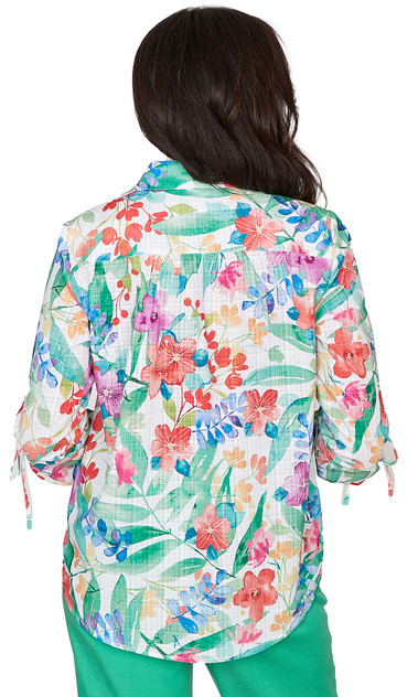 TOP *PLUS* GREEN MULTI TROPICAL PRINT