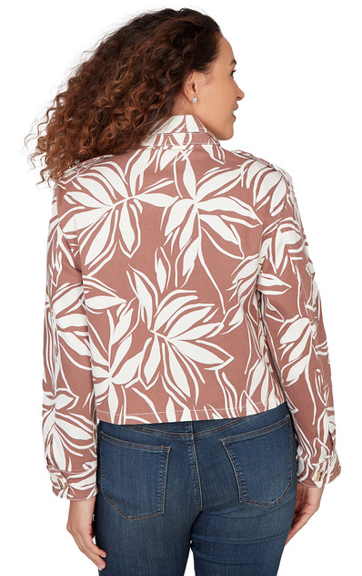 JACKET *MISSY* BROWN WHITE SPRINGING LEAVES DENIM