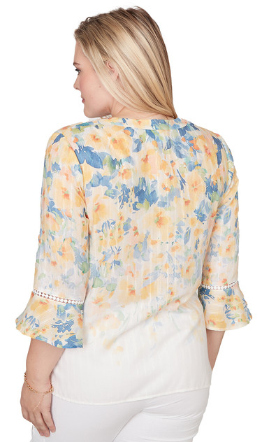 TOP *MISSY* YELLOW MULTI FLORAL YOKE