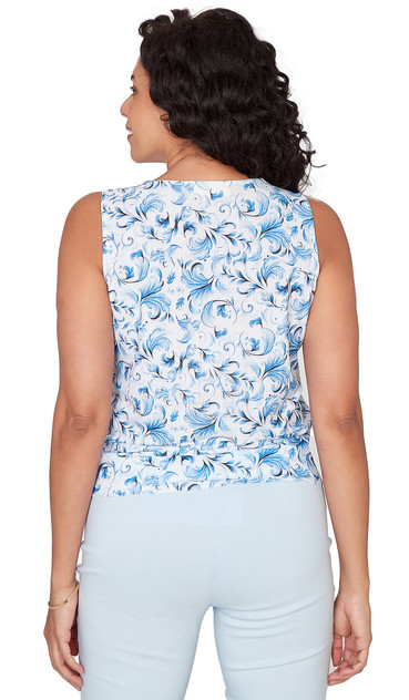 TOP *MISSY* WHITE MULTI ONION SKIN TIE FRONT