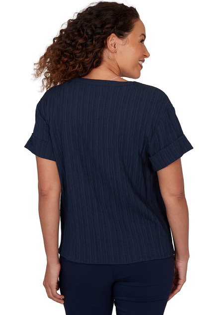 TOP *MISSY* TWILIGHT BLUE SOLID TEXTURED CRINKLE