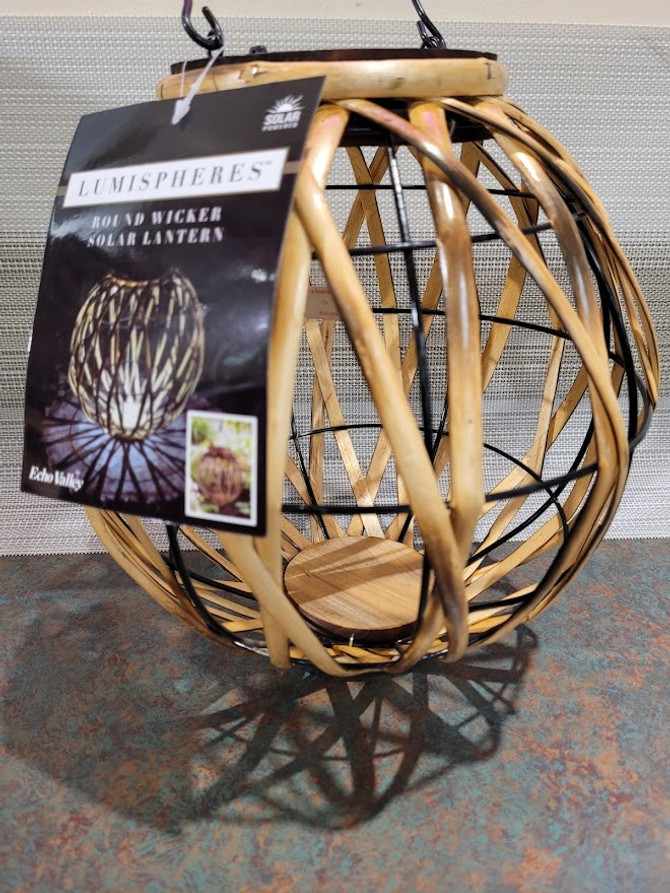 SOLAR RND WICKER LUMISPHR