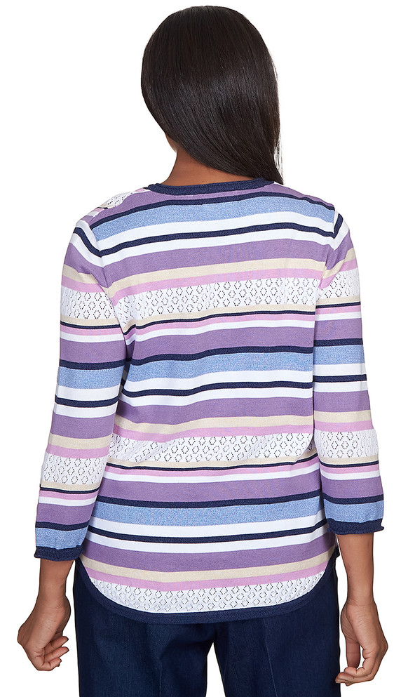 SWEATER *PLUS* LAVENDER NAVY BLOCKED STRIPE