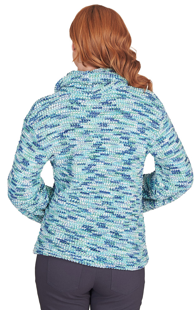 TOP *MISSY* TURQUOISE SPACEDYE PULLOVER LS