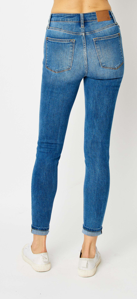 DENIM *MISSY* HIGH WAISTED CUFFED HEM SKINNY