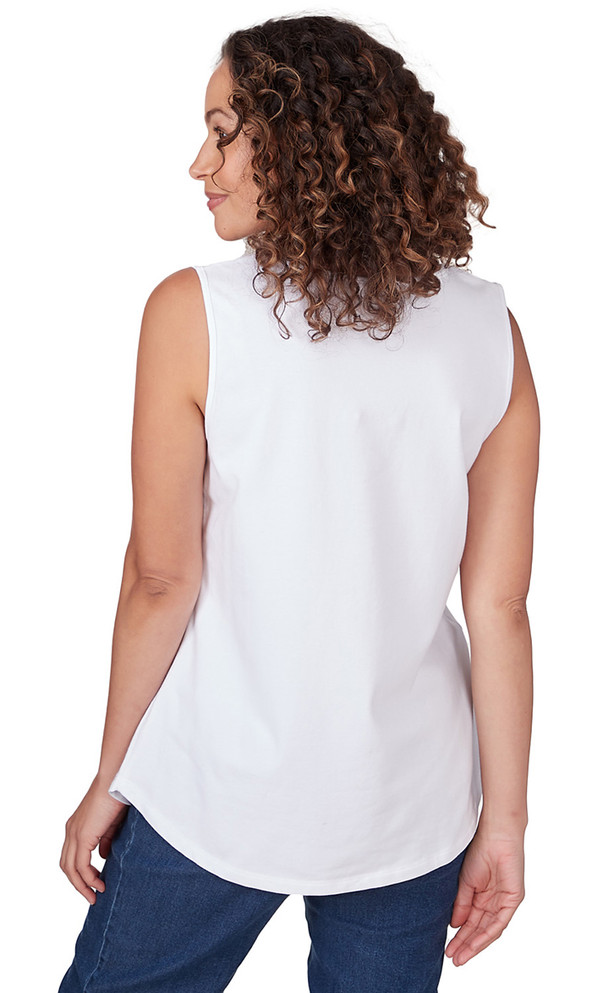 TOP *PLUS* WHITE EMBELLISHED SQUARE NECK
