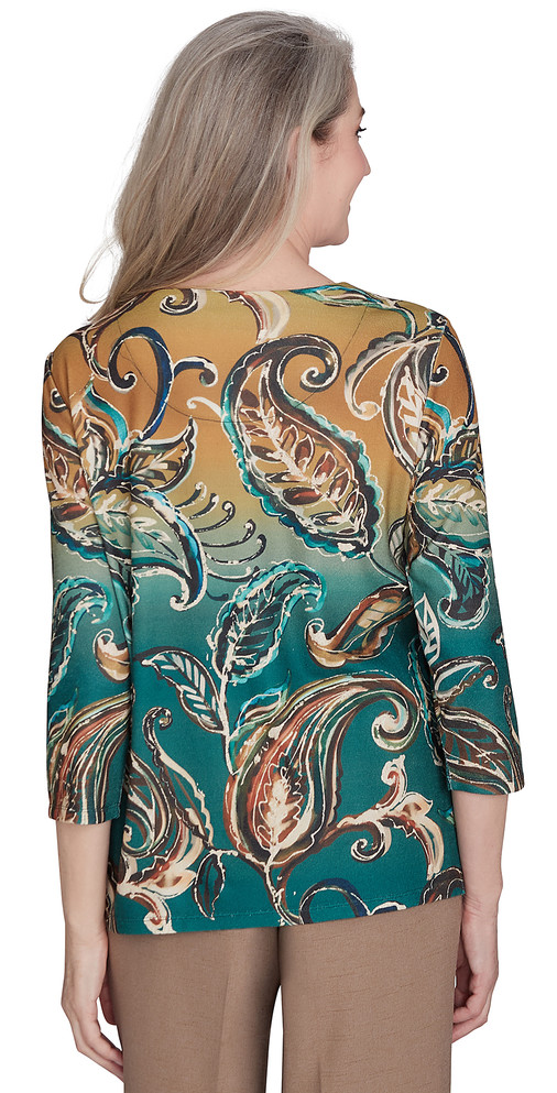 TOP *PETITE* GREEN PAISLEY OMBRE