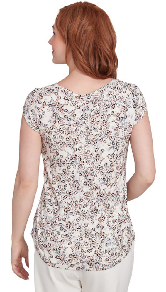 TOP *MISSY* VANILLA MULTI S/S WILDFLOWER DRAPE NK