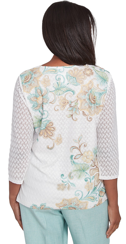 TOP *PETITE* NEUTRAL MULTI TEXTURE SCROLL