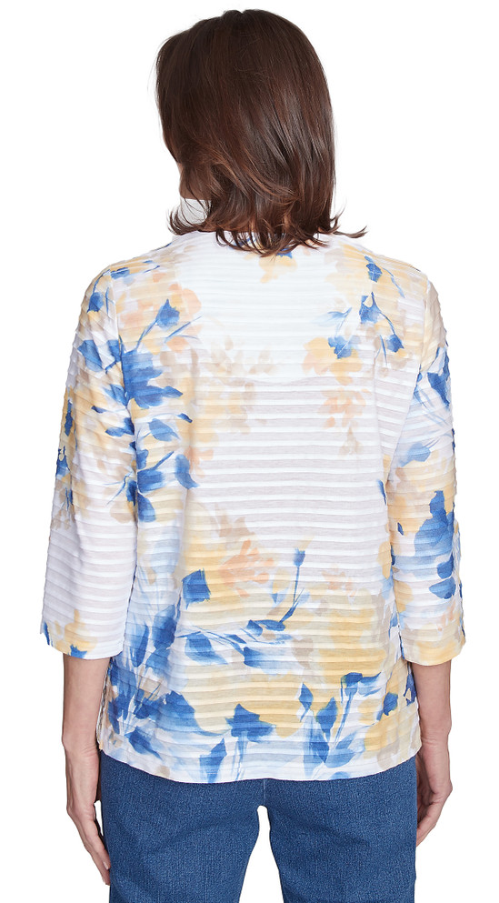 TOP *PETITE* BLUE MULTI FLORAL TEXTURE