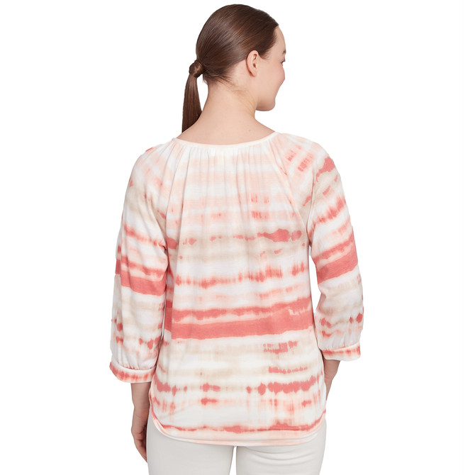 TOP *MISSY* PEACH PINK CRINKLE TIE FRONT PEASANT