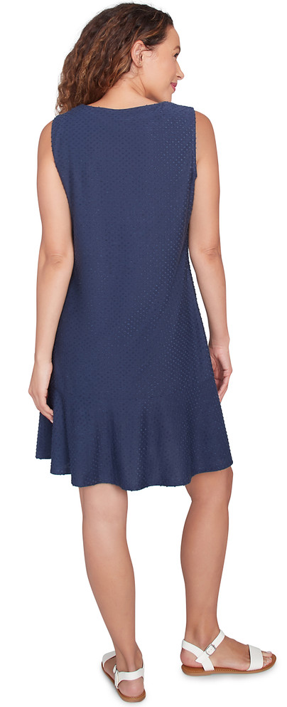 DRESS *MISSY* TRUE BLUE SOLID SWISS DOT