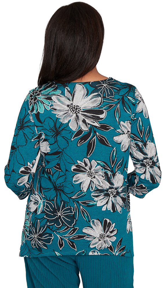 TOP *MISSY* SPRUCE FLORAL PRINT MELANGE