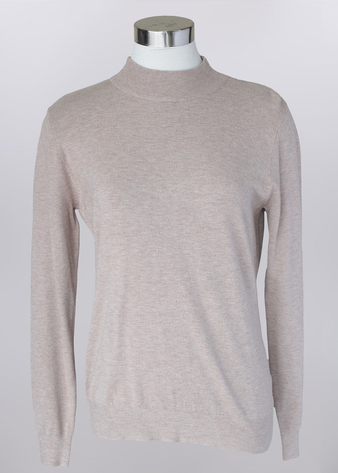 SWEATER *PLUS* KHAKI SOLID MOCK LS