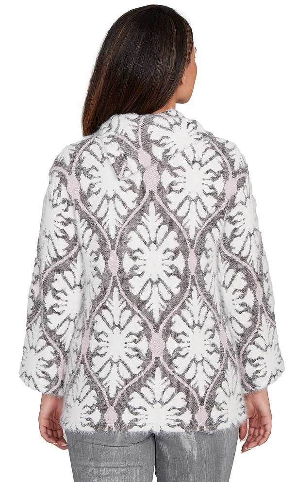 TOP *PETITE* PINK MULTI SPLIT COWL JACQUARD