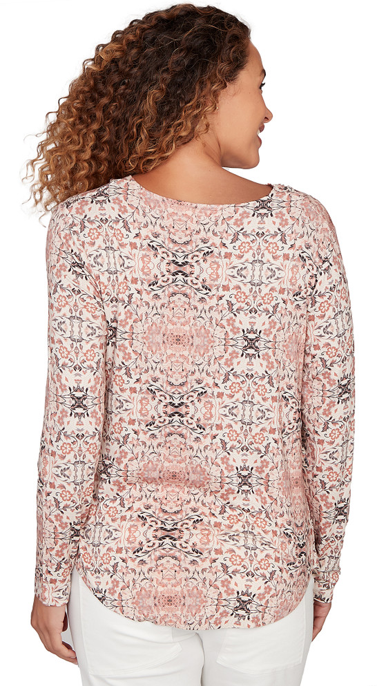 TOP *PETITE* PINK CLOUD MULTI JACOBEAN MEDALLION