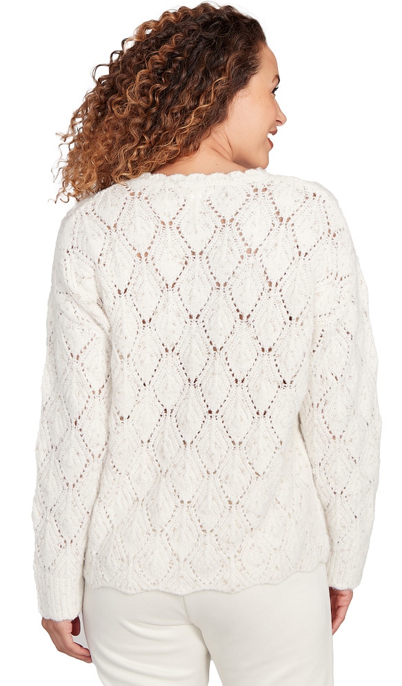 SWEATER *MISSY* EGRET GOLD VNK METALLIC POINTELLE