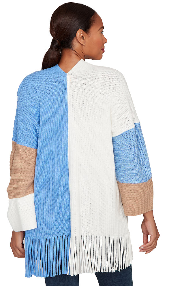 CARDI *MISSY* IVORY MULTI 3/4 SLV COLORBLOCK