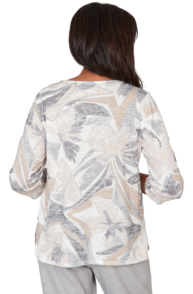 TOP *PLUS* GREY MULTI FLORAL BRUSHSTROKES