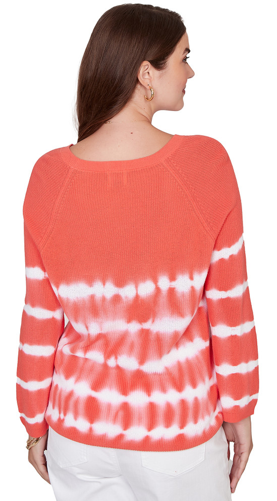 SWEATER *PLUS* DEEP CORAL TIE DYE 3/4 SLV