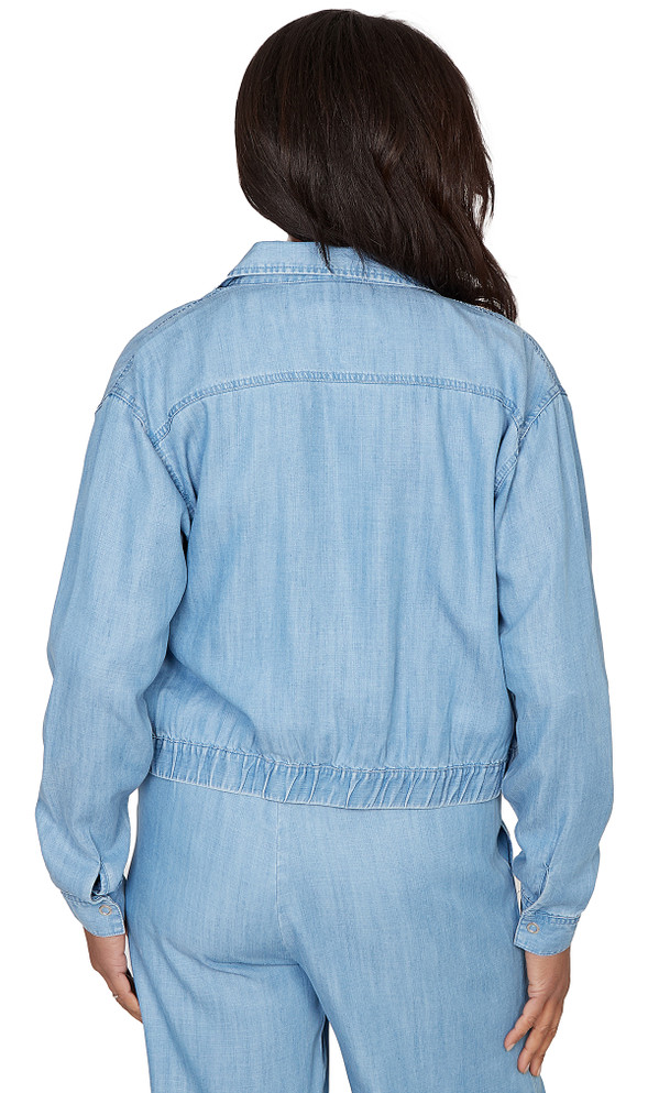 TOP *PETITE* BLUE SHIRT JACKET