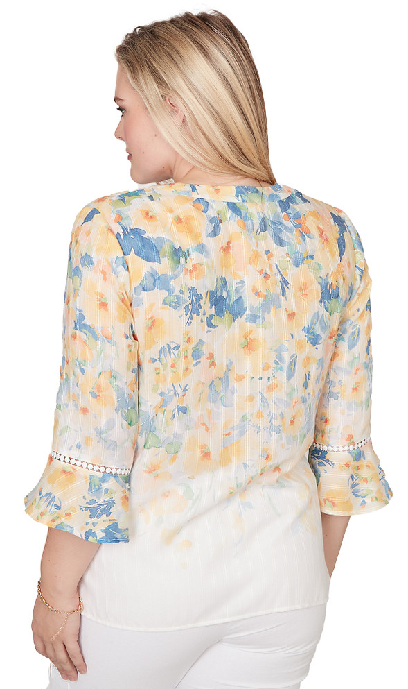 TOP *MISSY* YELLOW MULTI FLORAL YOKE