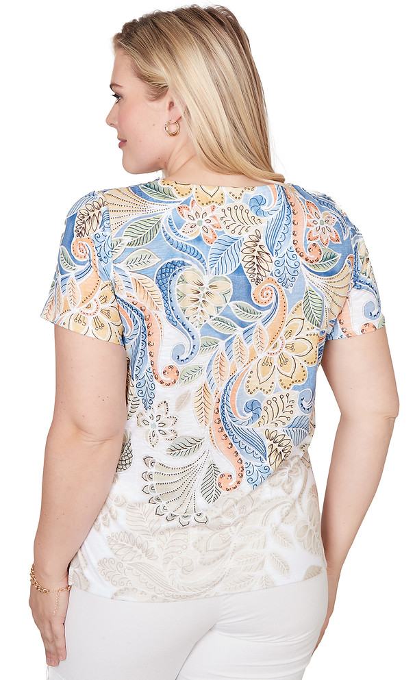 TOP *PLUS* BLUE MULTI PAISLEY YOKE