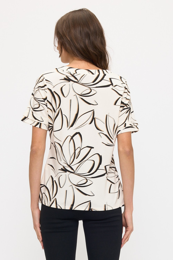 TOP *MISSY* IVORY BLACK TAUPE ABSTRACT CREPE