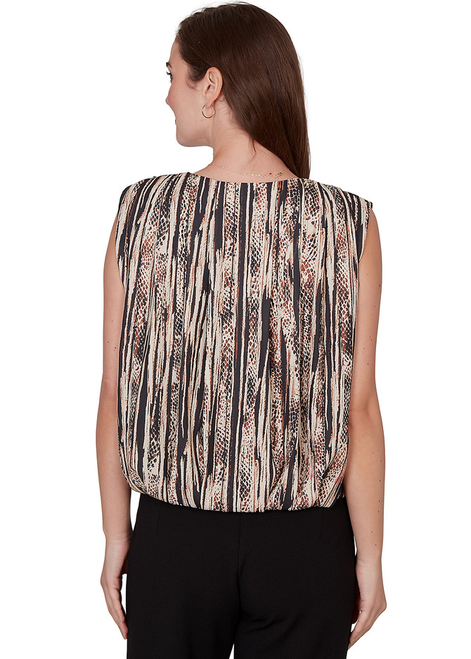 BLOUSE *MISSY* CREAM MULTI VERTICAL SNAKE STRIPE