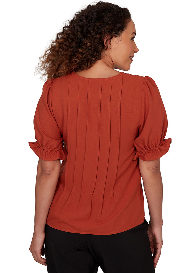 TOP *PETITE* BRICK RED VNK SOLID VOILE