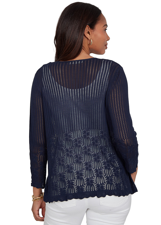 SWEATER *PETITE* TWILIGHT BLUE 3/4 SLV COZY