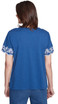 TOP *MISSY* HEATHER NAVY BORDER EMBROIDERY