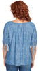 TOP *PLUS* MED BLUE MULTI SPLIT NK W/BD EMBROID