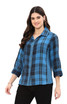 SHIRT *MISSY* BLUE ABBY REV PLAID BTN FRNT