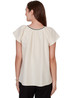 BLOUSE *MISSY* CREAM S/S SOLID W/LACING DTL