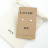 Love You Mum Silver Heart Earrings