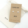 Love You Mum Silver Heart Earrings