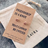 Rose Gold Friendship Knot Earrings With Personalised Cotton Gift Bag