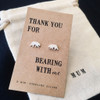 Thank You Bear Silver Earrings Personalised