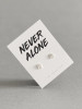 Sterling silver paw earrings on a 'Never Alone' message card.