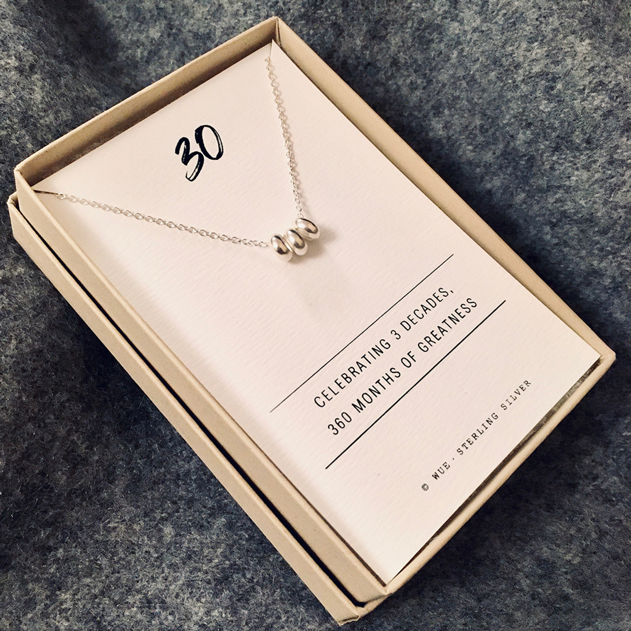 30 Birthday Silver Necklace Boxed Angled 1024 79446.1604146803